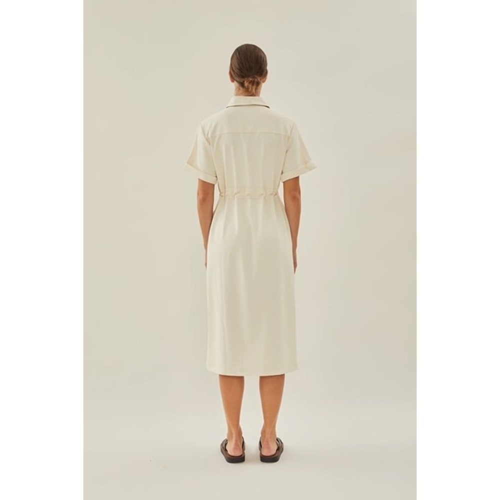 KLARRA STUDIOS NWOT BELTED BUTTON UP MIDI SHIRT DRESS IN IVORY Sz:Sm Ret$1 - Picture 6 of 8